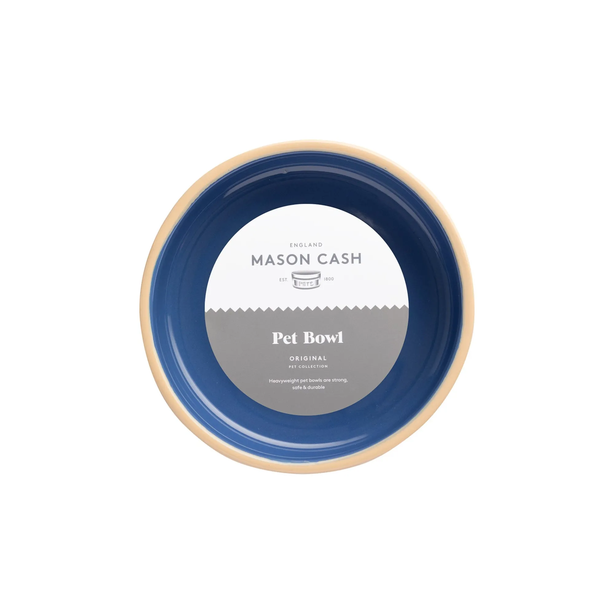 Cane Pet Bowls|Dog Bowls>Mason Cash Cane & Blue Lettered Dog Bowl 18cm