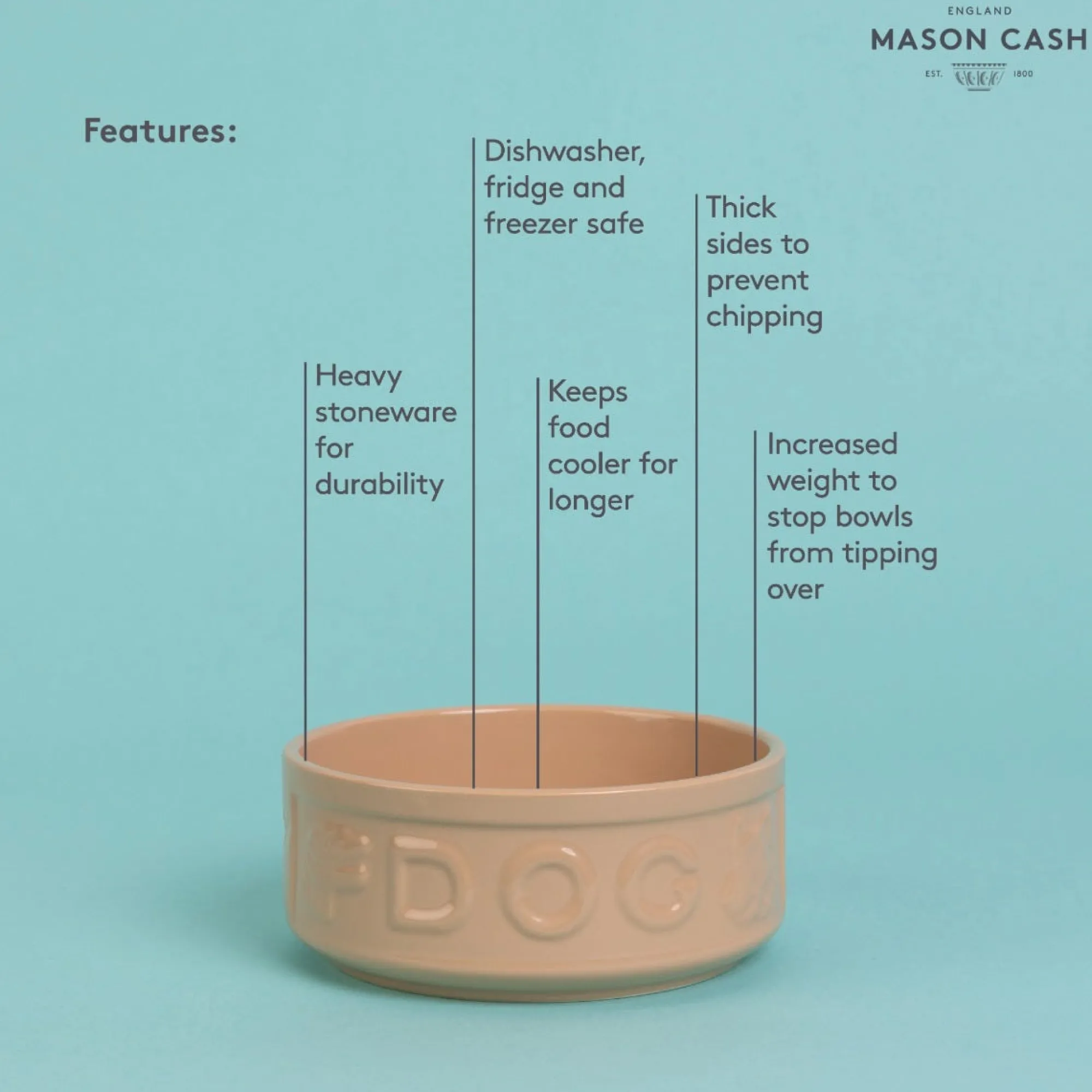 Cane Pet Bowls|Dog Bowls>Mason Cash Cane Lettered Dog Bowl 15cm
