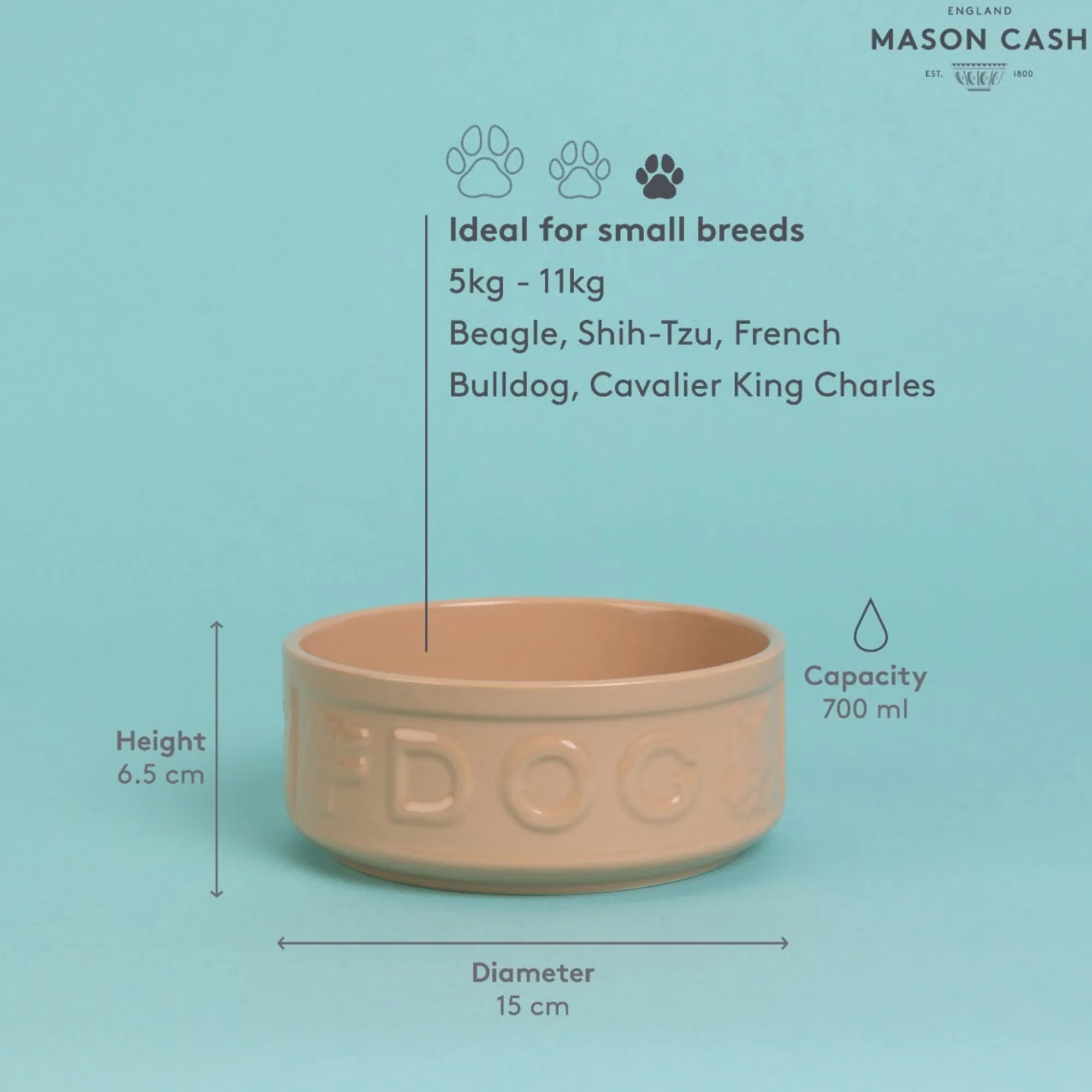 Cane Pet Bowls|Dog Bowls>Mason Cash Cane Lettered Dog Bowl 15cm
