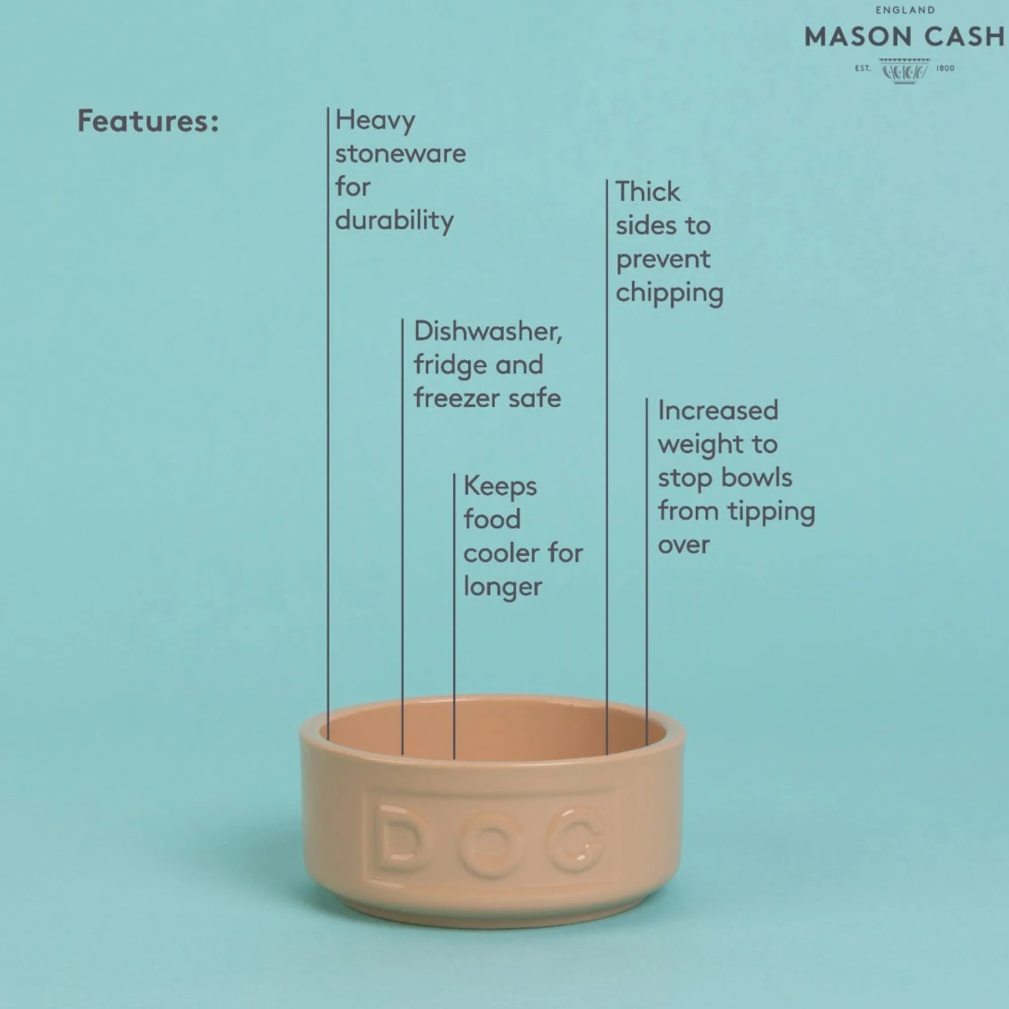 Cane Pet Bowls|Dog Bowls>Mason Cash Cane Lettered Dog Bowl 13cm