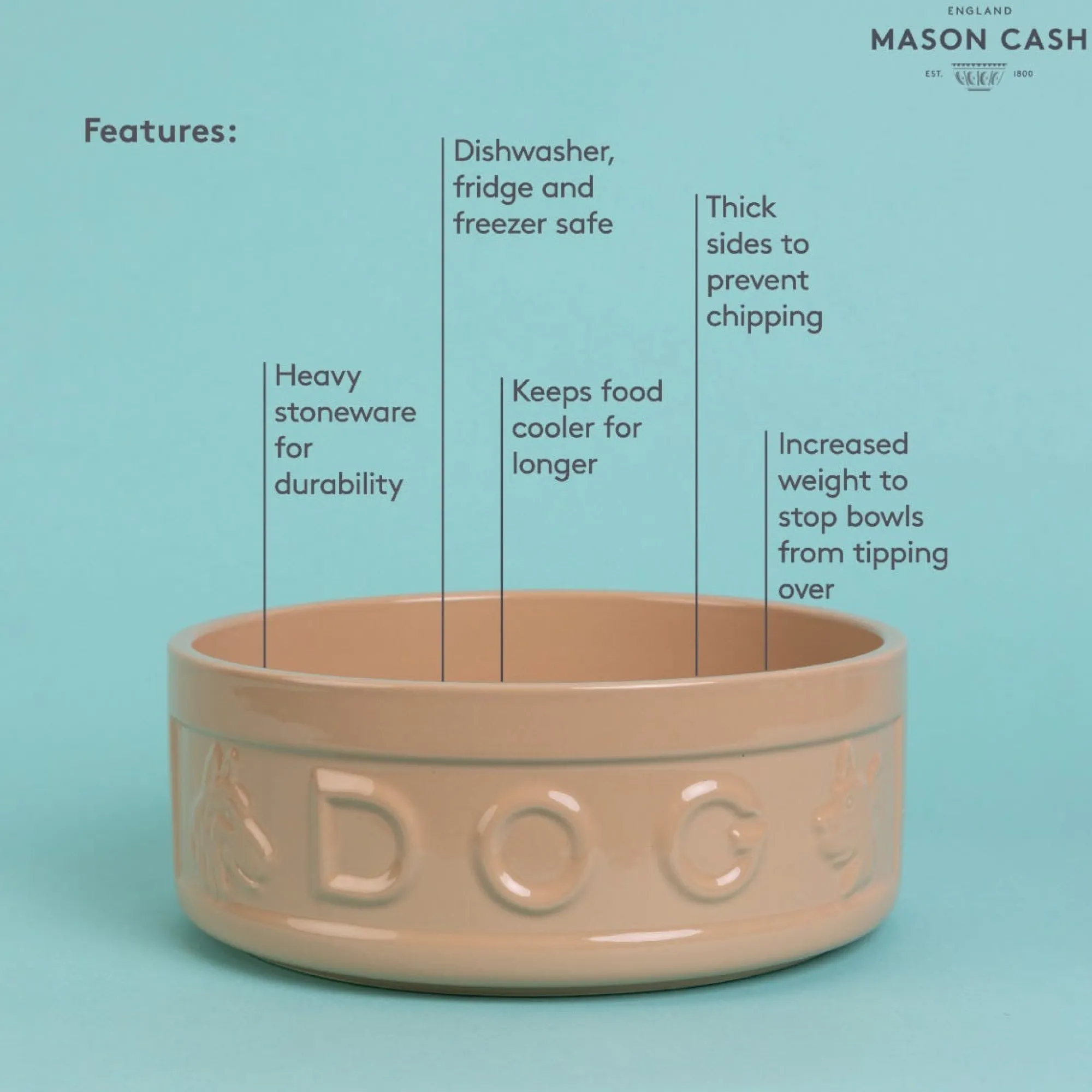 Cane Pet Bowls|Dog Bowls>Mason Cash Cane Lettered Dog Bowl 25cm