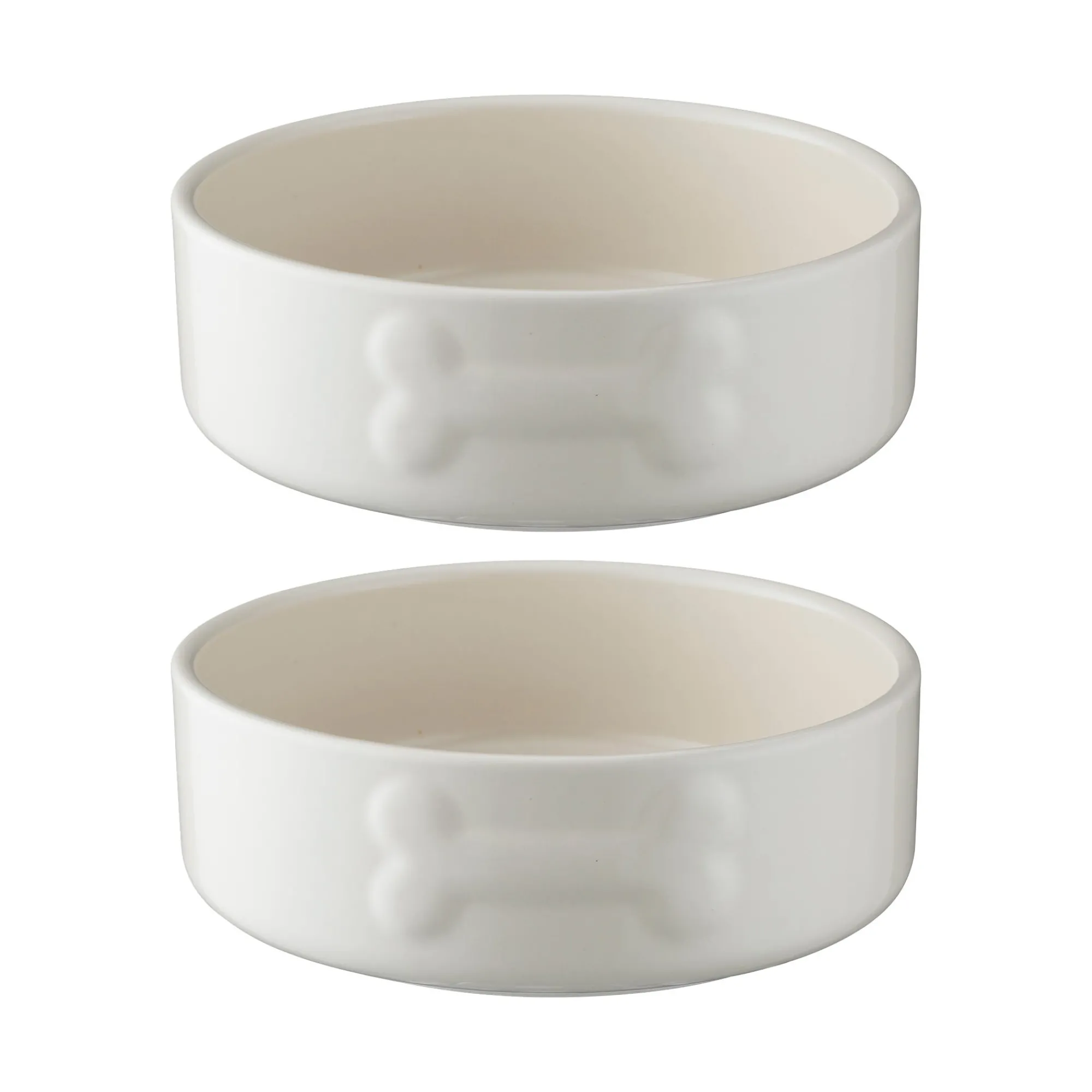Decorated Pet Bowls|Dog Bowls>Mason Cash Colour Mix Cream Set Of 2 Dog Bowls 15cm