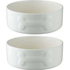 Decorated Pet Bowls|Dog Bowls>Mason Cash Colour Mix Cream Set Of 2 Dog Bowls 20cm