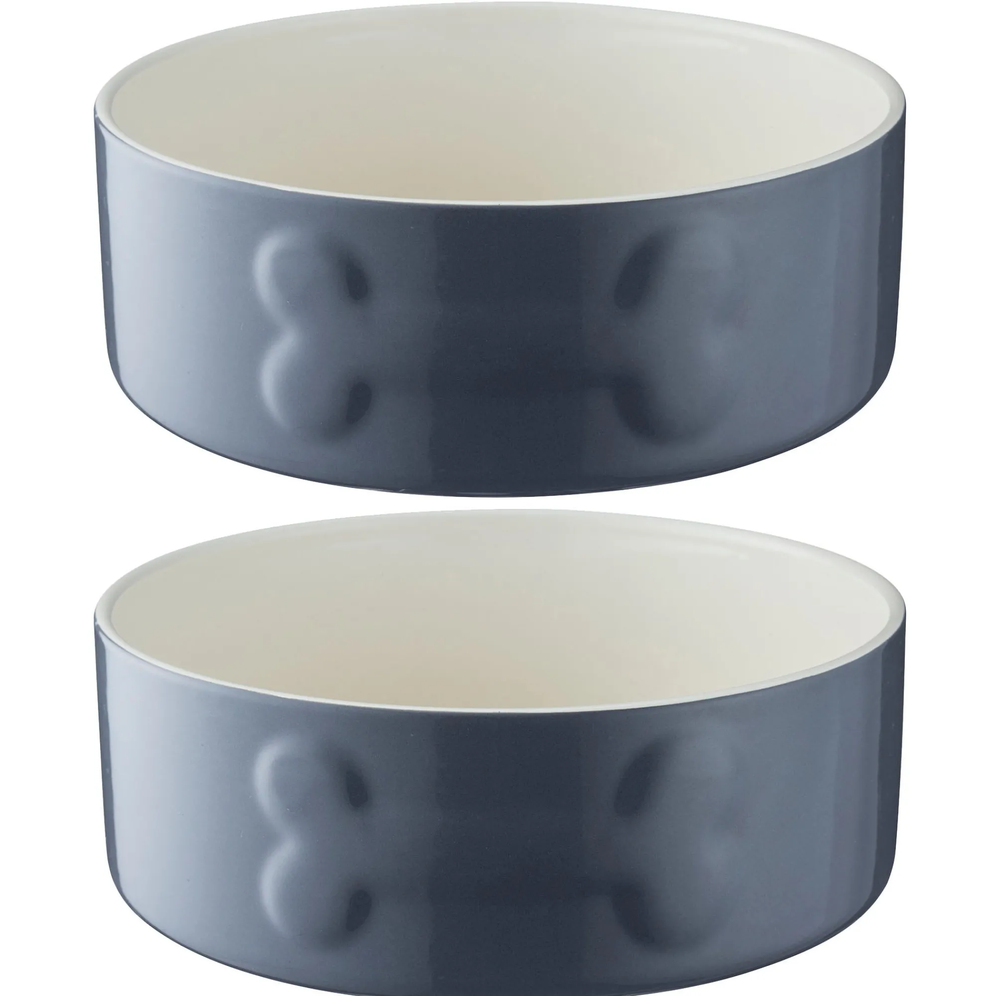 Decorated Pet Bowls|Dog Bowls>Mason Cash Colour Mix Grey Set Of 2 Dog Bowls 20cm