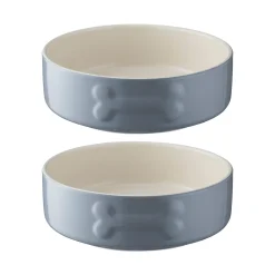 Decorated Pet Bowls|Dog Bowls>Mason Cash Colour Mix Grey Set Of 2 Dog Bowls 15cm
