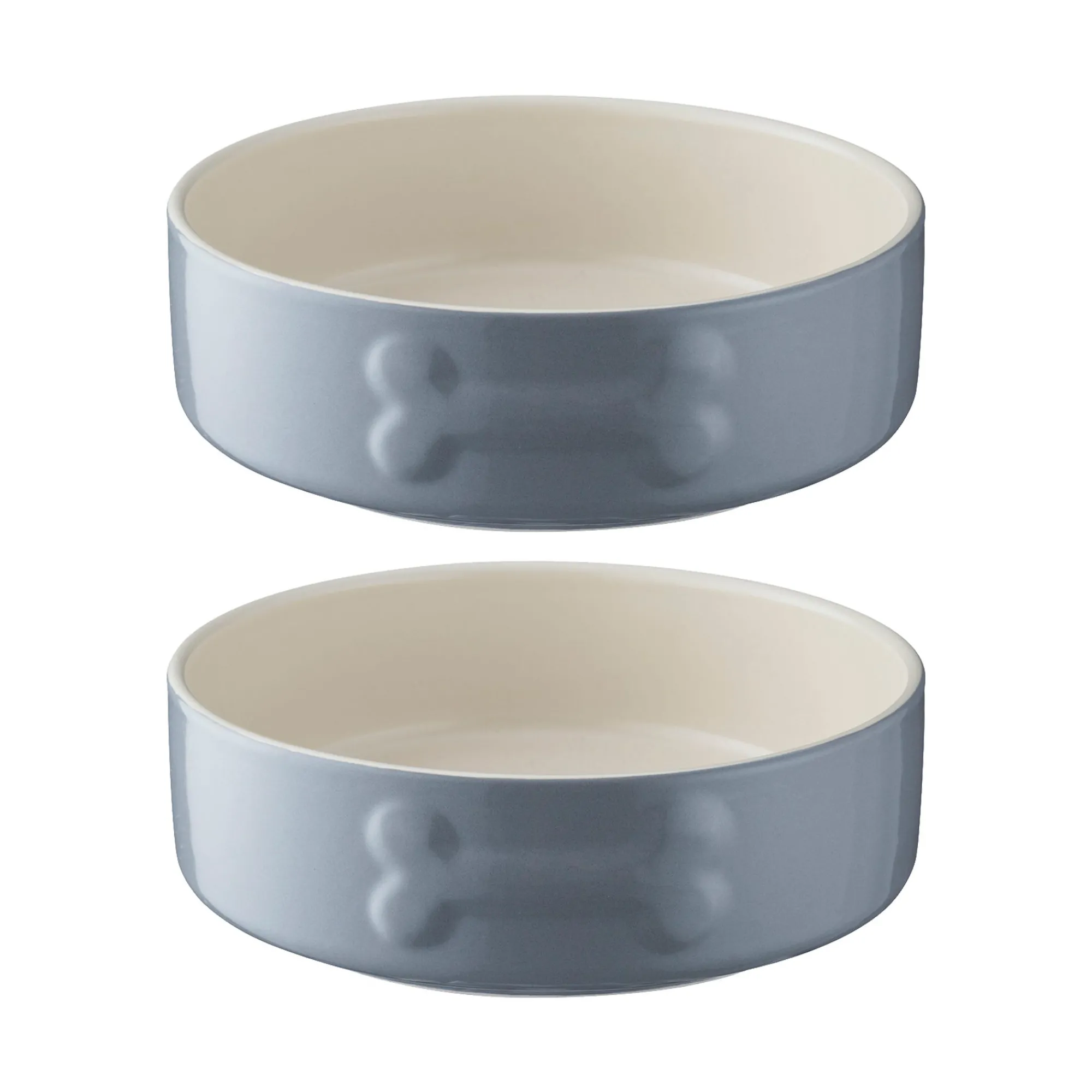 Decorated Pet Bowls|Dog Bowls>Mason Cash Colour Mix Grey Set Of 2 Dog Bowls 15cm
