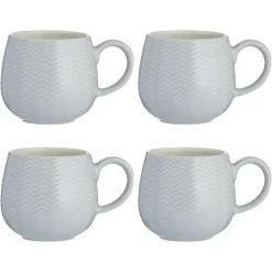 Mugs>Mason Cash Embossed Chevron Set Of 4 Grey Mugs 350ml