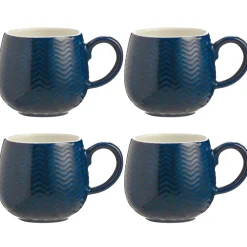 Mugs>Mason Cash Embossed Chevron Set Of 4 Navy Mugs 350ml