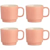 Mugs>Mason Cash Embossed Line Set Of 4 Coral Mugs 355ml
