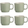 Mugs>Mason Cash Embossed Line Set Of 4 Green Mugs 355ml