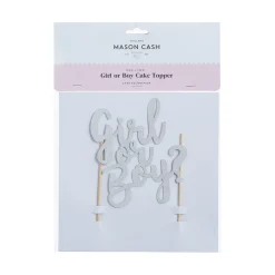 Cupcake Cases & Toppers>Mason Cash Girl Or Boy Silver Glitter Topper