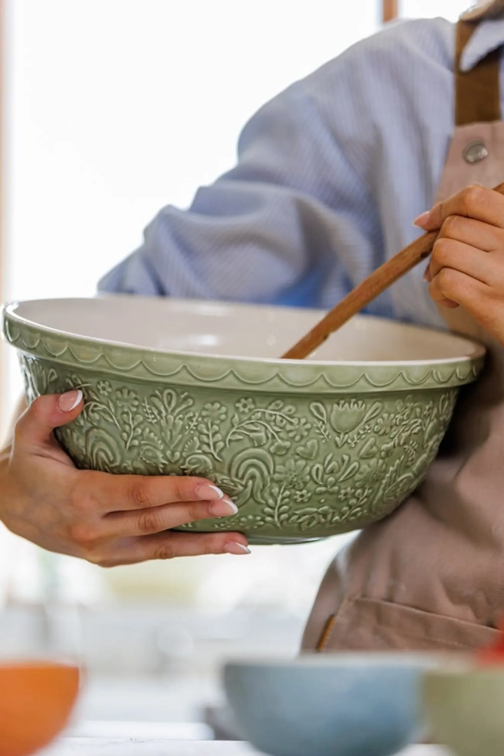 Home To Roost Mixing Bowls>Mason Cash Home To Roost S12 Green Mixing Bowl 29cm