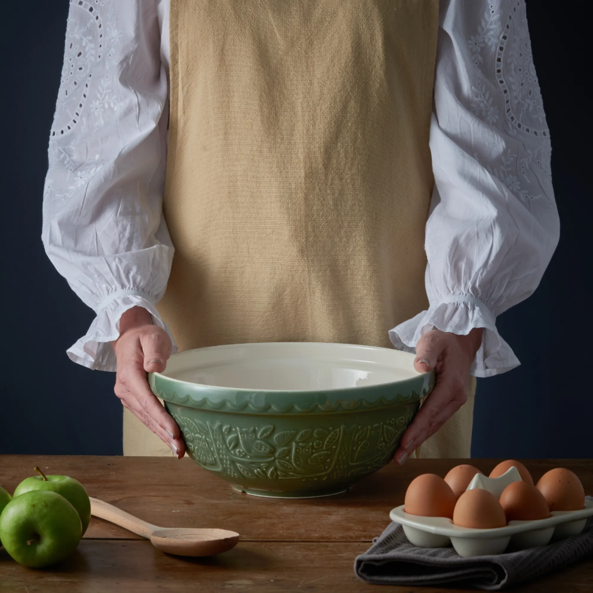 In The Forest Mixing Bowls>Mason Cash In The Forest S18 Green Owl Mixing Bowl 26cm