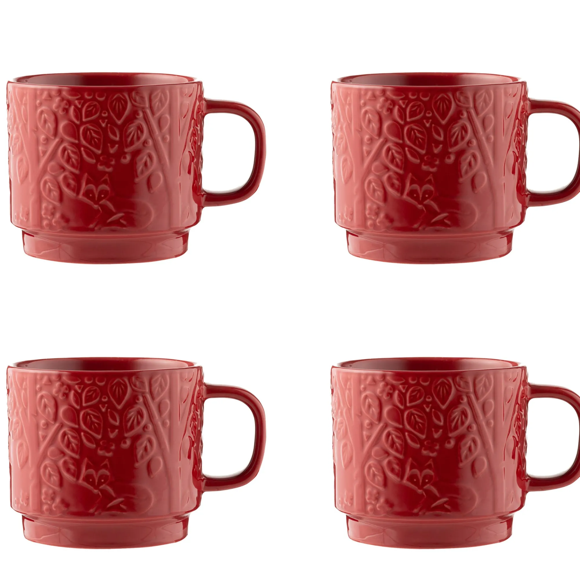 Mugs>Mason Cash In The Forest Set Of 4 Red Mugs 300ml