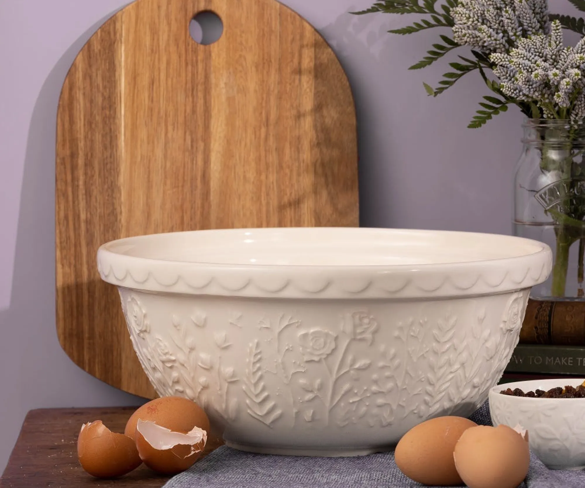 In The Meadow Mixing Bowls>Mason Cash In The Meadow S12 Cream Rose Mixing Bowl 29cm