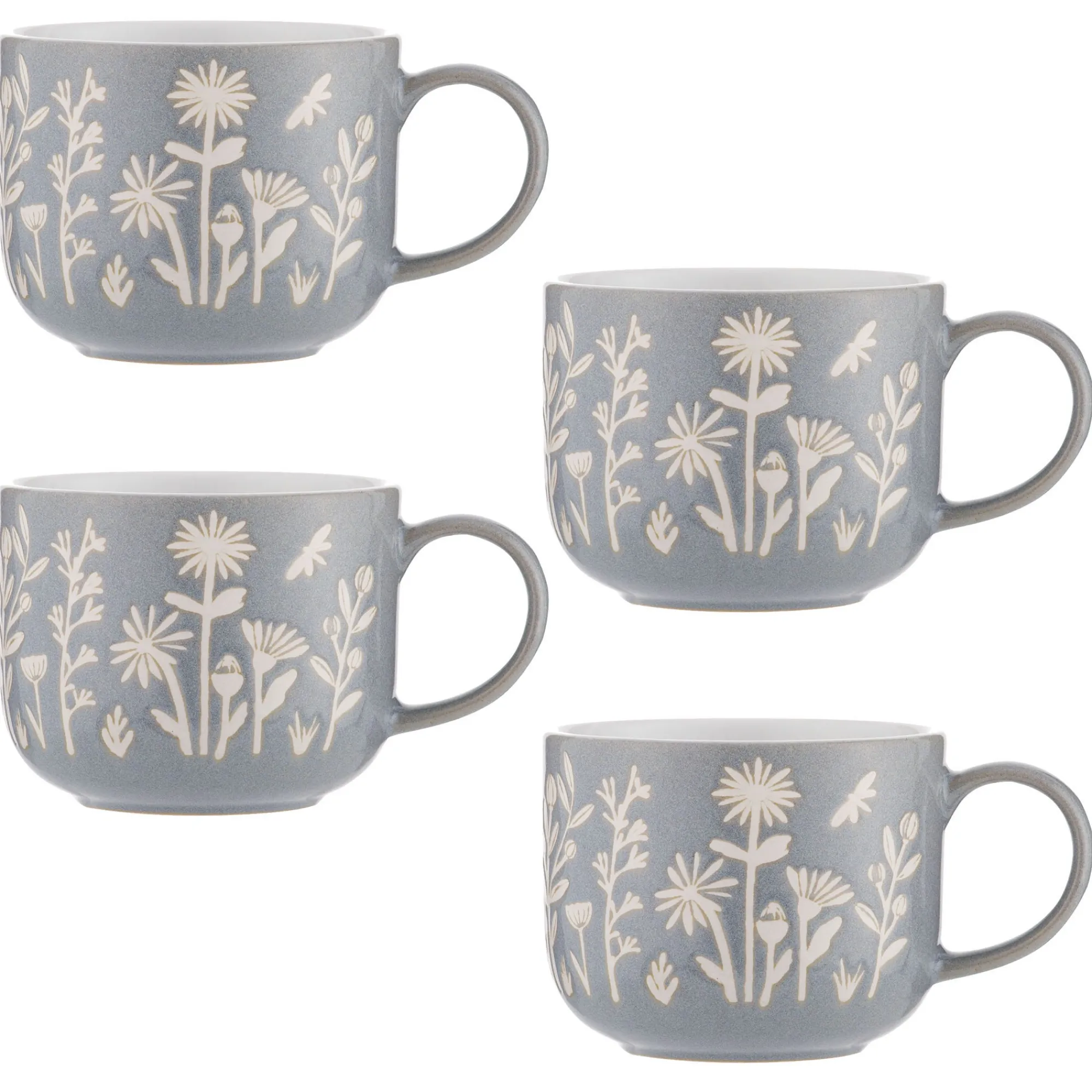 Mugs>Mason Cash In The Meadow Set Of 4 Blue Daisy Mugs 400ml