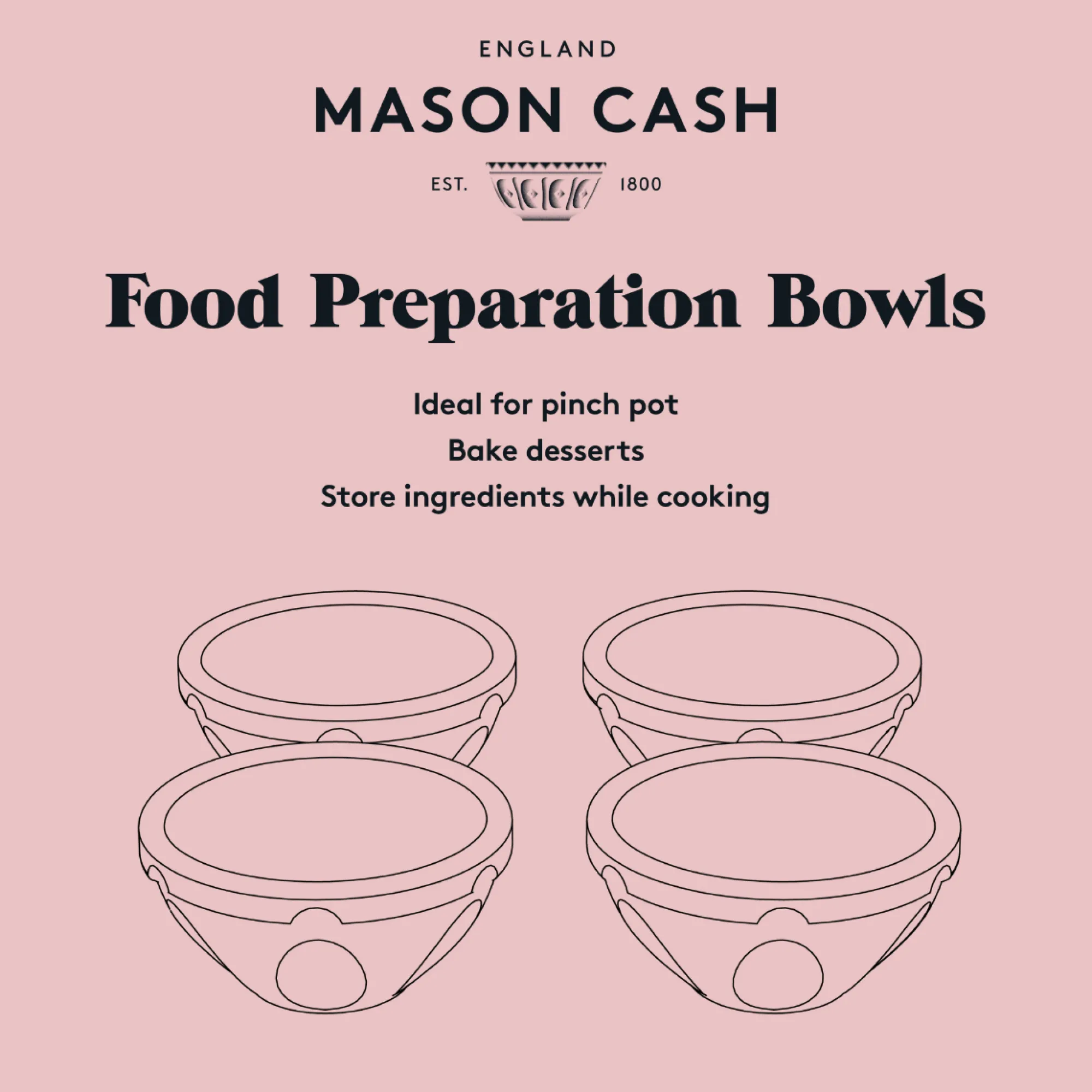 Serveware|Accessories>Mason Cash Innovative Kitchen Set 4 Mini Food Prep Bowls