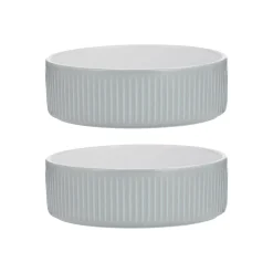 Decorated Pet Bowls|Dog Bowls>Mason Cash Linear Grey Set Of 2 Pet Bowls 13x4cm