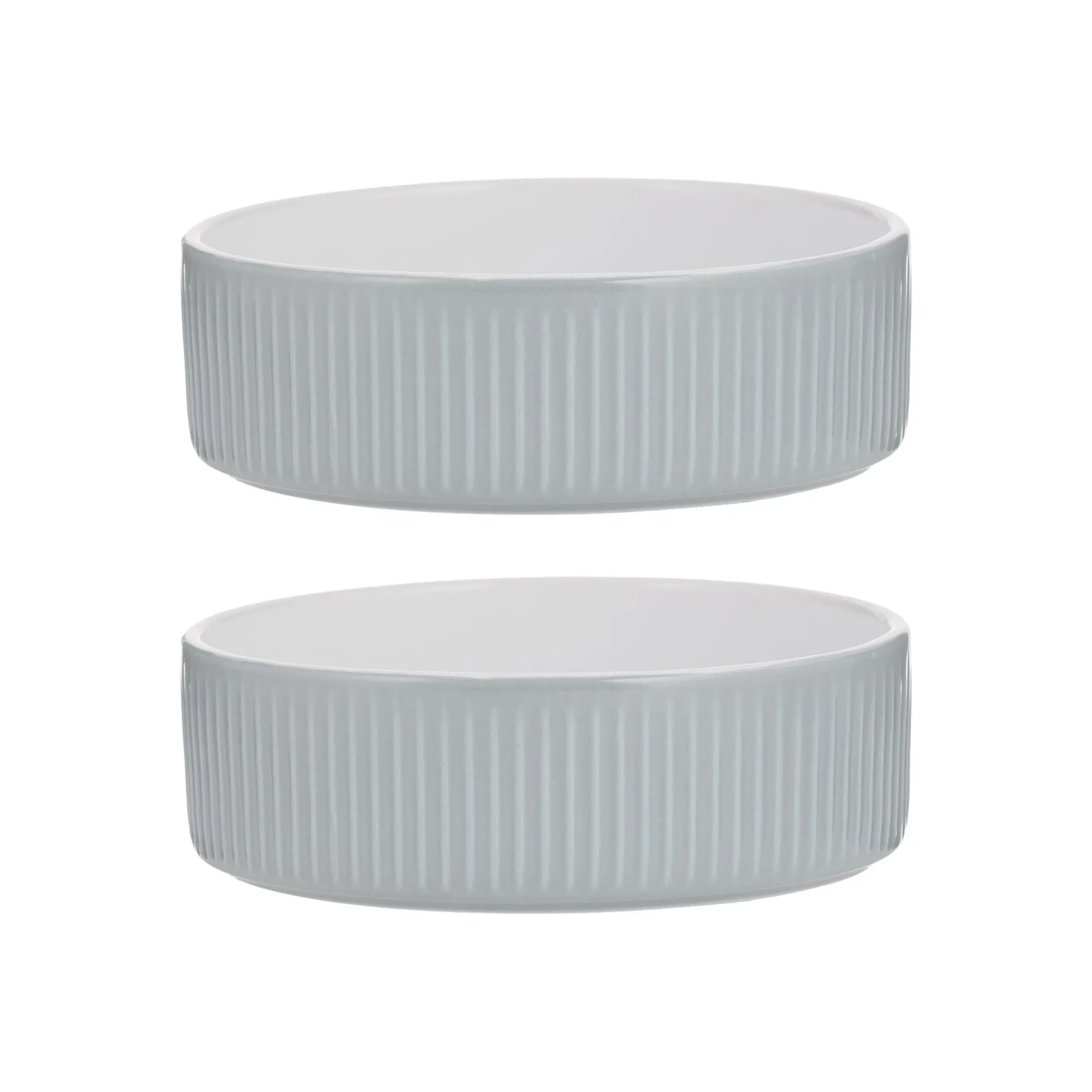 Decorated Pet Bowls|Dog Bowls>Mason Cash Linear Grey Set Of 2 Pet Bowls 13x4cm
