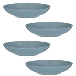 Bowls>Mason Cash Linear Set Of 4 Blue Pasta Bowls