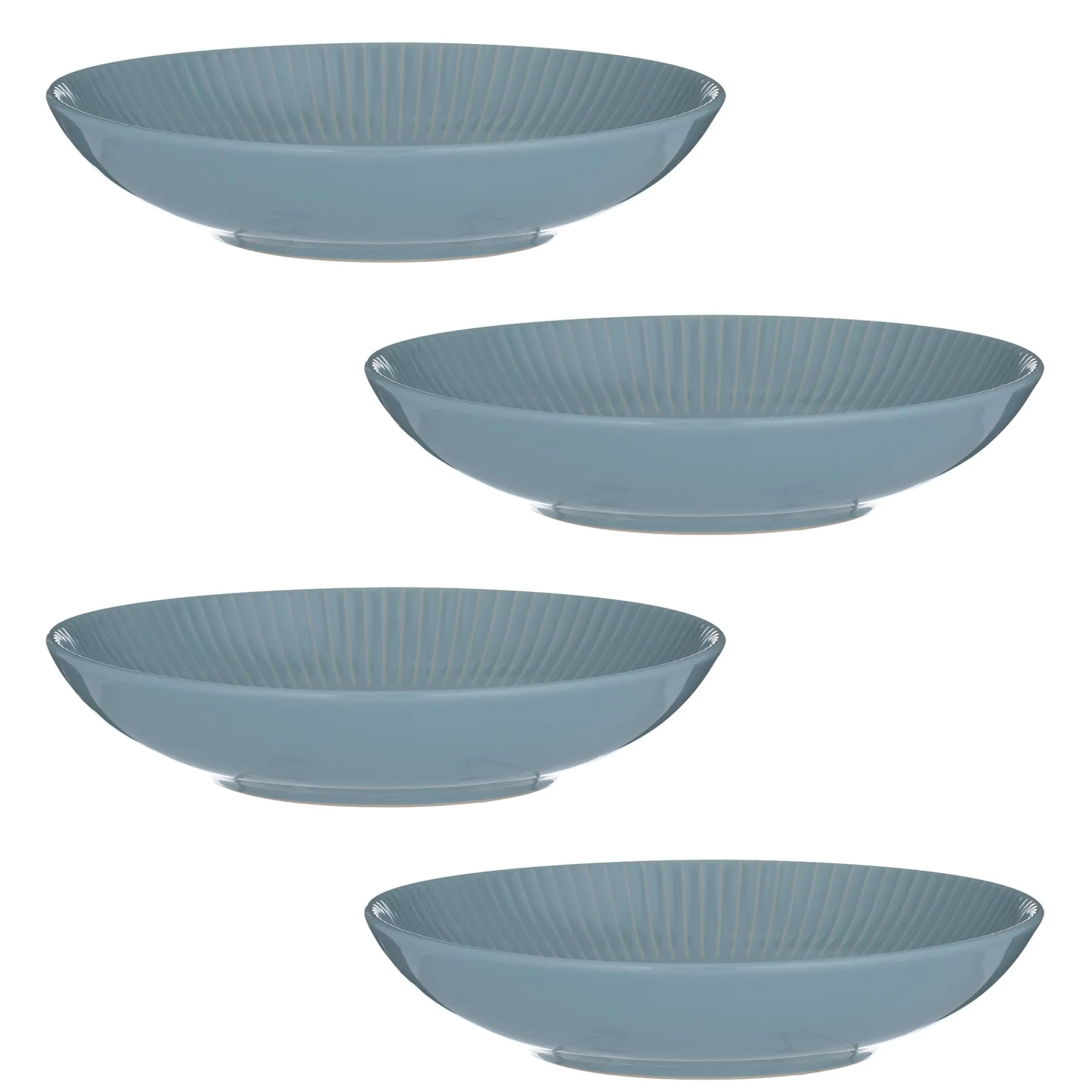 Bowls>Mason Cash Linear Set Of 4 Blue Pasta Bowls