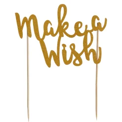 Cupcake Cases & Toppers>Mason Cash Make A Wish Gold Glitter Topper