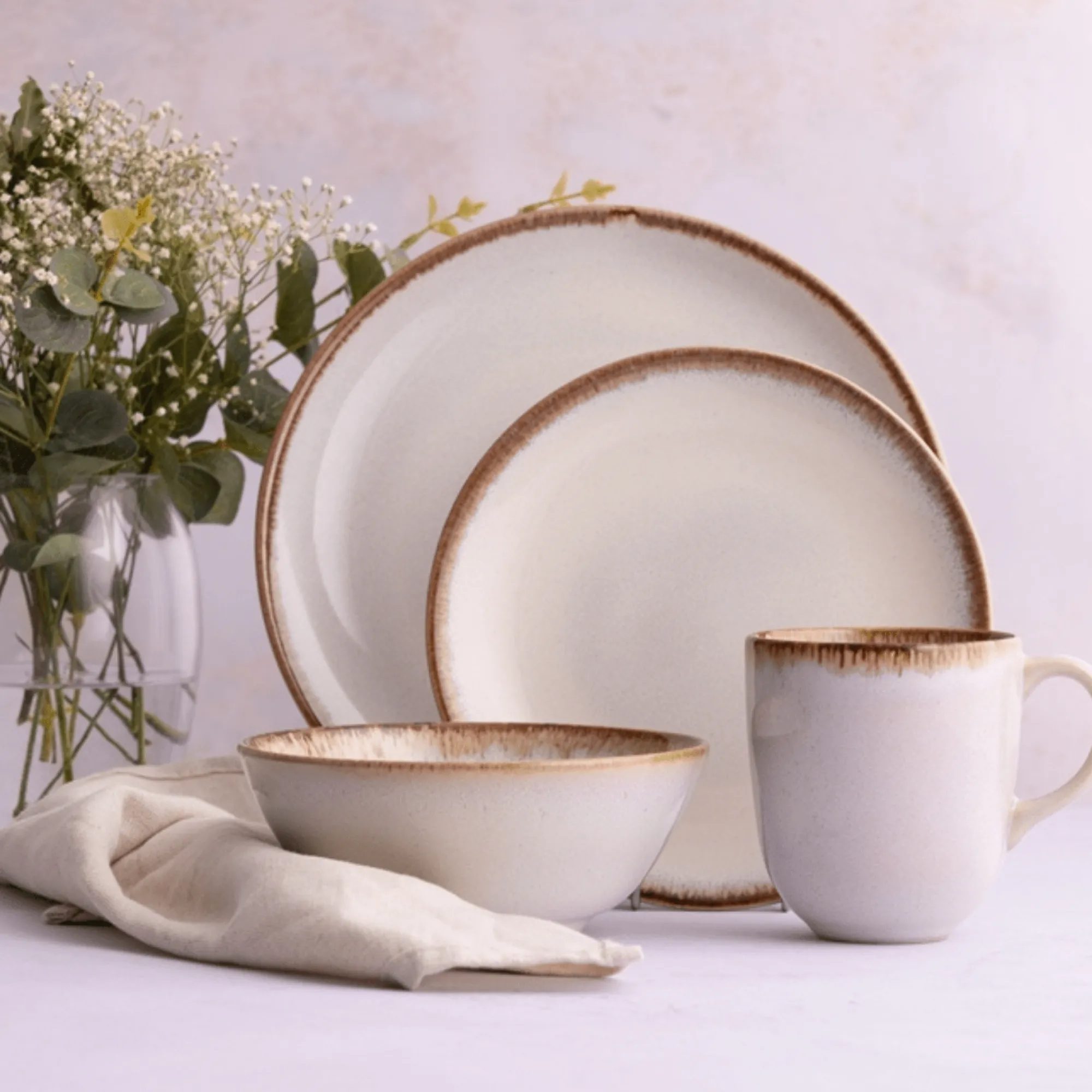 Mugs>Mason Cash Reactive Cream Set Of 4 Mugs 400ml