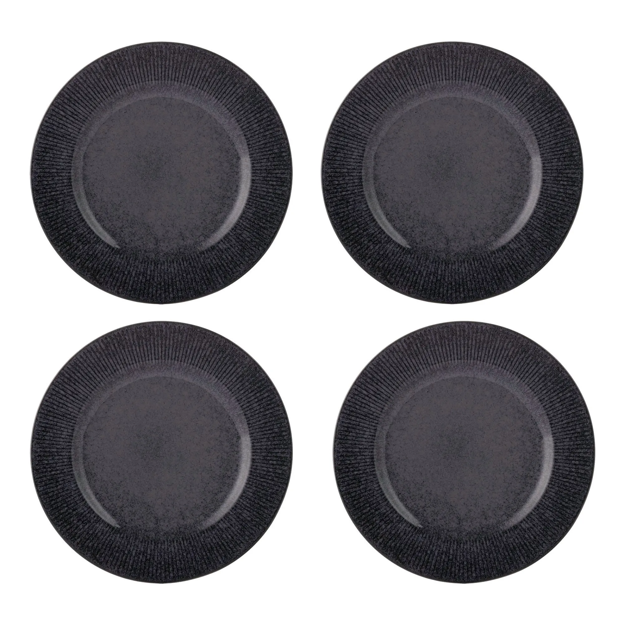 Plates>Mason Cash Reactive Linear Black Set Of 4 Dinner Plates