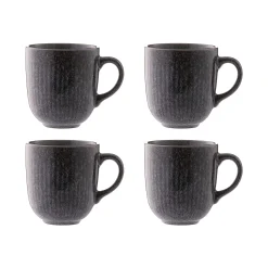 Mugs>Mason Cash Reactive Linear Set Of 4 Black Mugs