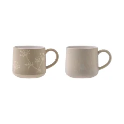 Mugs>Mason Cash Set Of 2 Botanical Leaf Mugs Grey & Stone