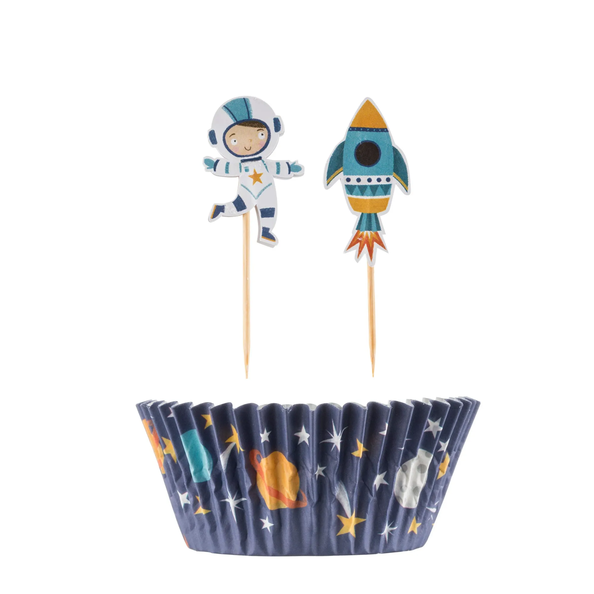 Cupcake Cases & Toppers>Mason Cash Set Of 48 Space Cases & Toppers
