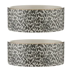 Decorated Pet Bowls|Dog Bowls>Mason Cash Splatter With Gold Rim Set Of 2 Pet Bowls