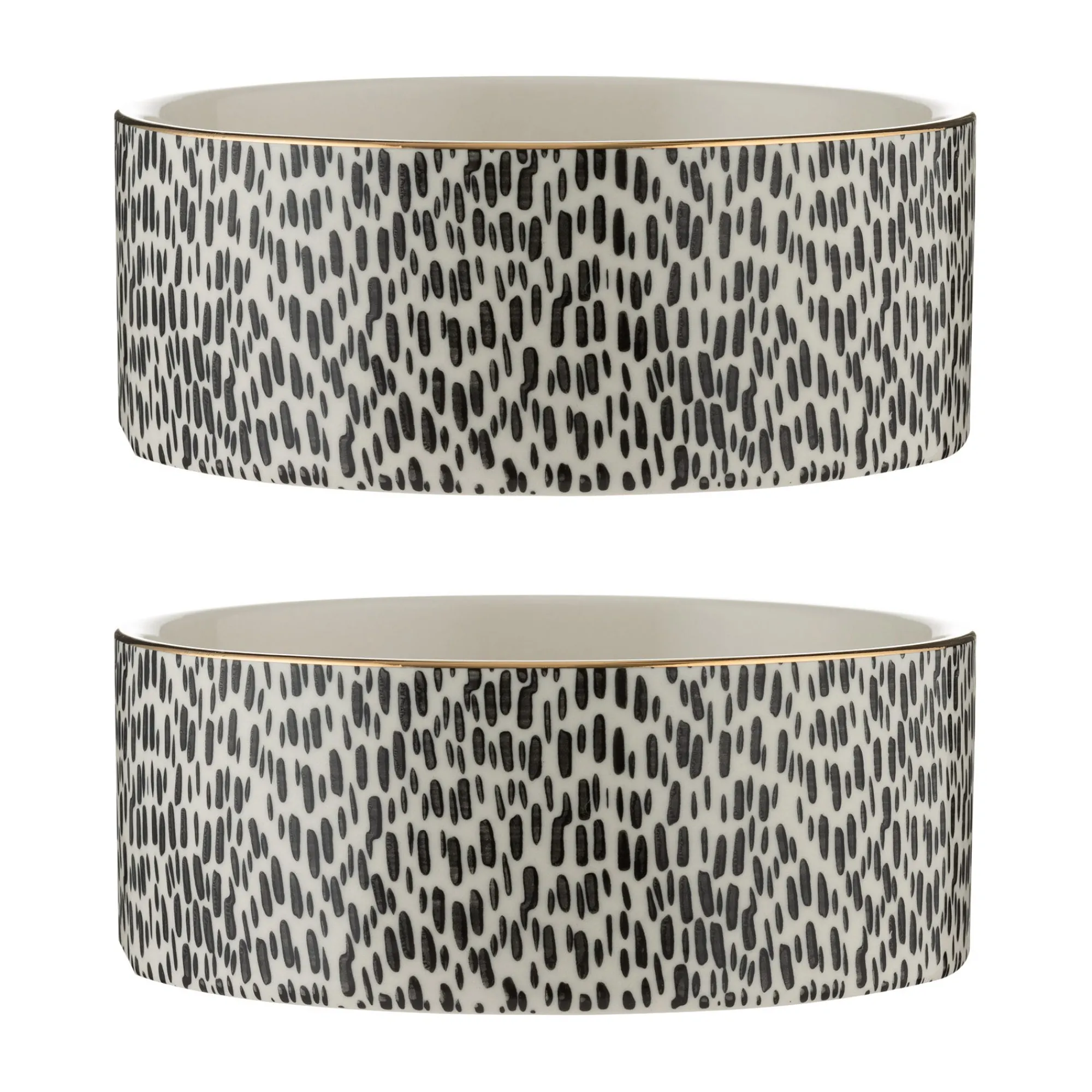 Decorated Pet Bowls|Dog Bowls>Mason Cash Splatter With Gold Rim Set Of 2 Pet Bowls